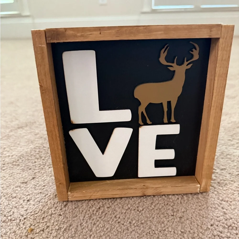 Black and White Art Love Wall Decor with Deer Silhouette